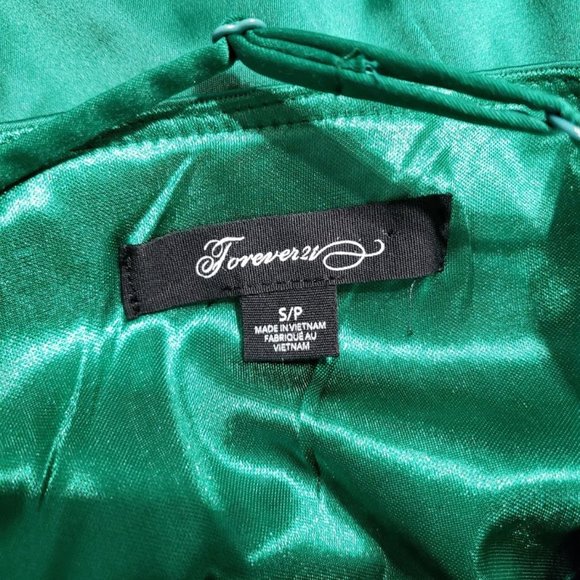 SOLD Forever 21 Emerald Sateen Mini Dress Small - Picture 8 of 8